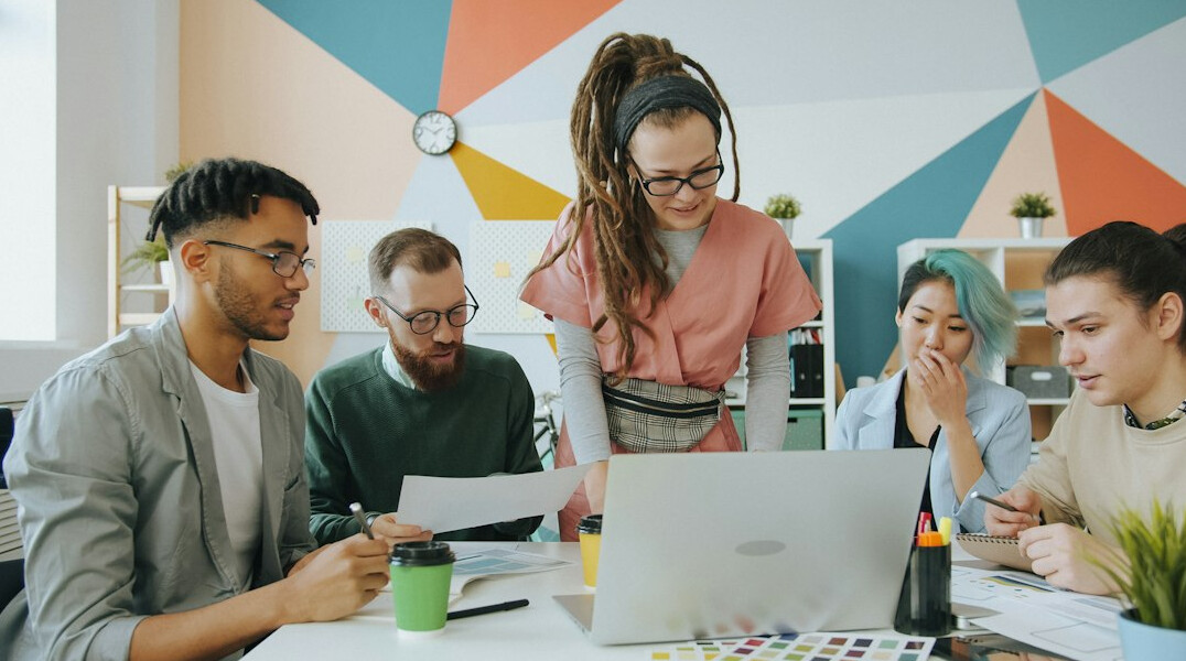 diverse business team in discussion