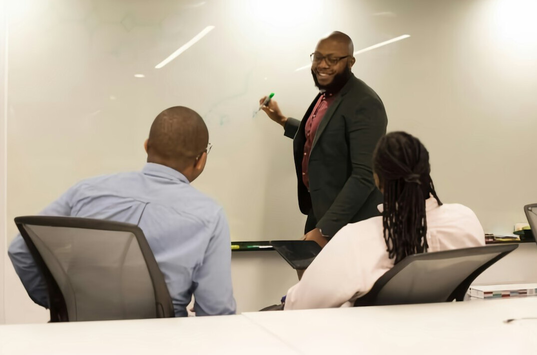 businessman giving presentation