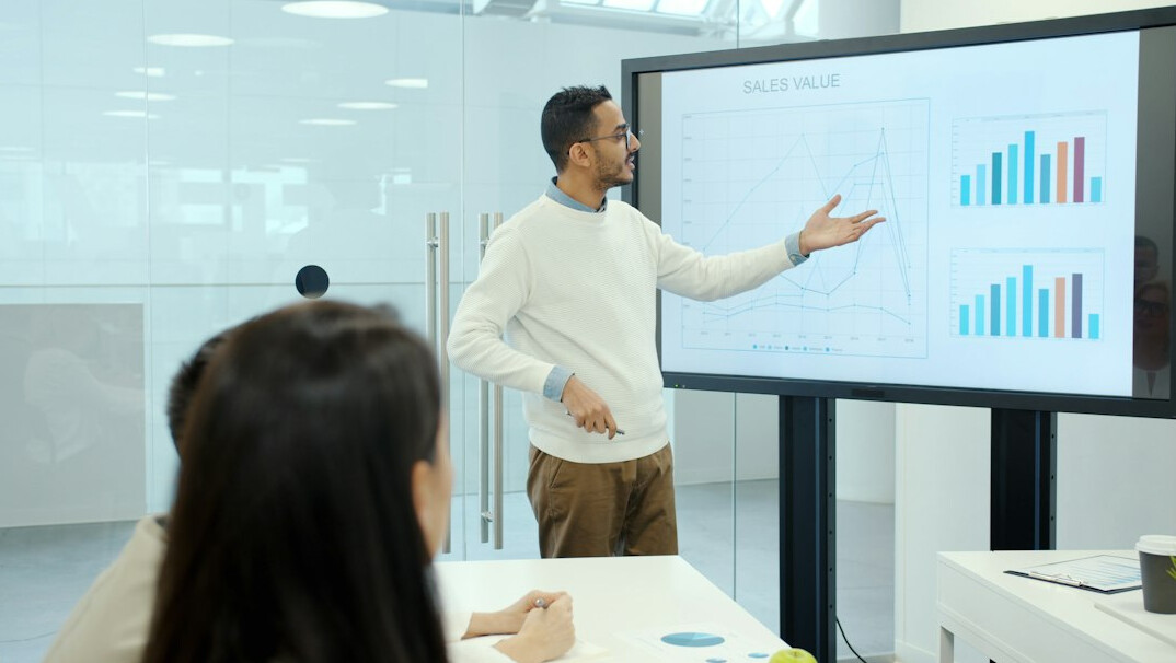 businessman giving presentation